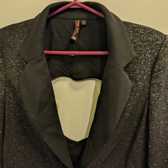 Material Girl The Closet Limited Edition Heart Cut Out Black Glittery Blazer L - Picture 7 of 9